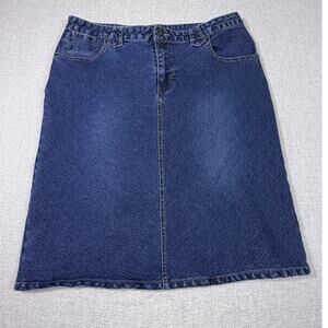 Kikit Women 16 Blue Straight Midi Denim Summer Jean Skirt  Cruise Preppy